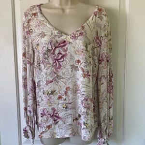 Maeve Multicolor Floral V-Neck Blouse